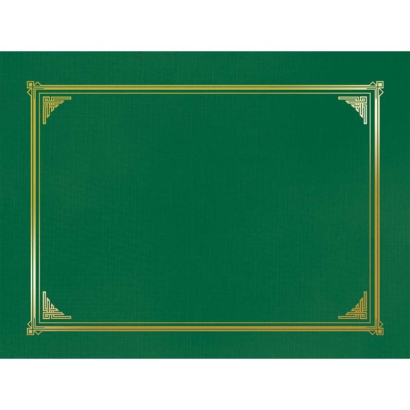 Geographics Classic Linen Green Certificate Holders with Gold Foil Border, 9.75" x 12.5", Pack of 6 â€“ Premium Document Covers for Awards, Diplomas & Certificates - Image 1